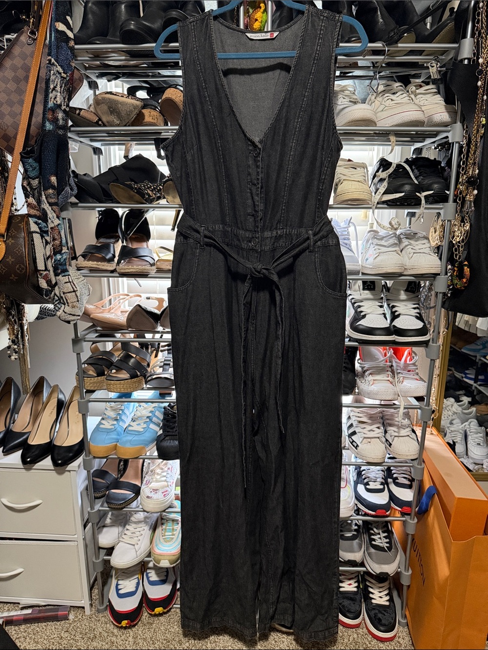 Black Sleeveless Jumpsuit with Waist Tie